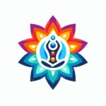 Un chakra con colores vibrantes y una persona en posición de loto en el centro