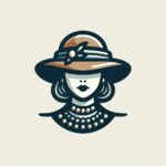 Una cara femenina con sombrero cloche vintage y un collar de perlas