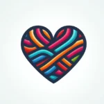 Un corazón hecho de hilos de colores entrelazados