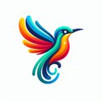 Un colibrí estilizado con colores vibrantes