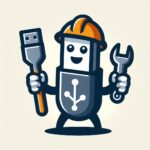 Una unidad USB con casco y herramientas